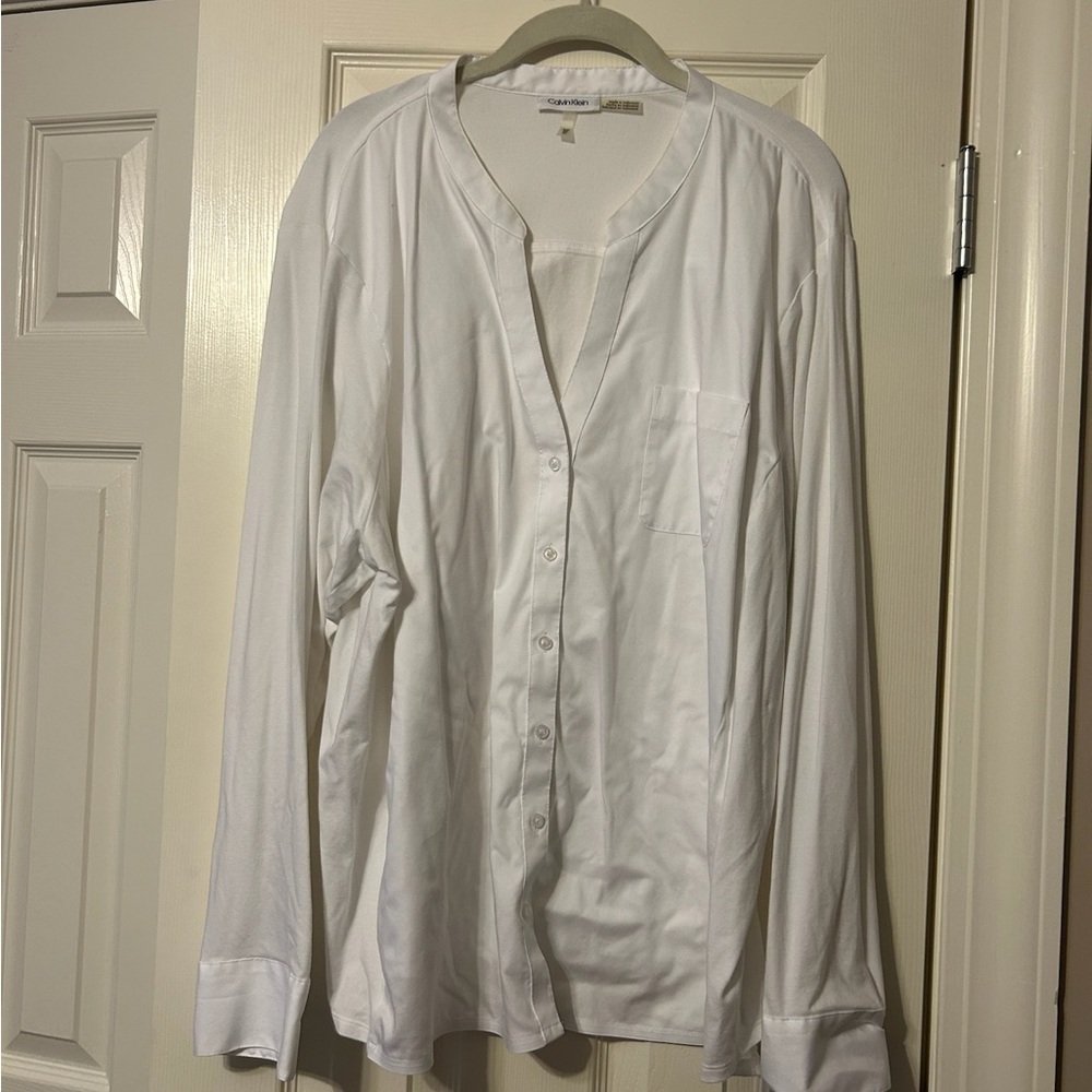 Calvin Klein White Casual Button Down Shirt